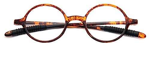 KoKoBin Retro Lesebrille Herren und Damen runde Lesehilf Sehhilfe Brille TR90 Vollrahmenbrille (Leopard, 1.5, diopters)