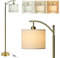 DINGLILIGHTING Arc Floor Lamps with 3 Color Temperatures, Modern Reading Standing Lamp with 8W LED Light Bulb, Tall Pole Floor Lamp with Linen Shade for Living Room, Bedroom, Kids Room, Gray