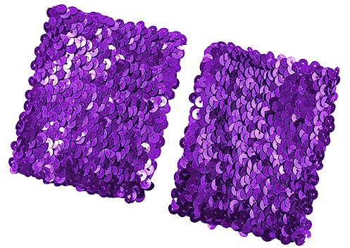 FEOYA 1 Paar Glitzernde Pailletten Armbänder für Damen Mottoparty Karneval Club Tanz Kostüm Accessoire C-Lila
