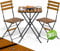 CASARIA® Patio Bistro Set | Table with 2 Chairs | Foldable & Fully Assembled | Sturdy Metal Steel Frame & Acacia Wood | Weatherproof Dining Set for Garden Patio Terrace Balcony | Space-Saving Folding
