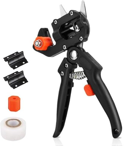 WIYETY 2-in-1 Durable Grafting Scissors: Fruit Trees Grafting Scissors, 2 in 1 Grafting Pruning Tool Kit with 1 Roll Film 425 g, Ratchet Scissors Set for Flowers, Trees, Garden Grafting, Trimming