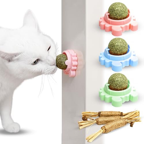 STOCKIO Catnip Gatos Accesorios - Hierba Gatera - Juguetes para Gatos Catnip - Hierba Gatera para Gatos - Matatabi para Gatos - 3 Bolita Hierba Gatera - 3 Palitos Matatabi Gatos - Gatos Juguetes