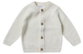 Stellou & friends Cardigan-Strickjacke für Mädchen und Jungen mit Knöpfen in Holz-Optik | Hochwertige Baby-Kleidung aus 100% Baumwolle