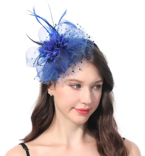 Ladiery Damen Fascinators Hut für Tea Party Mesh Blume Feder Perlen Kentucky Derby Hüte mit Stirnband und Clip für Mädchen