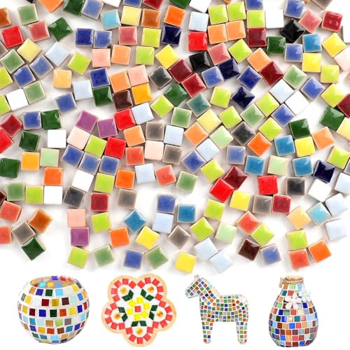 Tutamaz Set di 500 piastrelle quadrate per mosaico fai da te, piccole piastrelle a mosaico per bagno, cucina, decorazione per la casa, vasi fai da te, tazze, decorazione da giardino