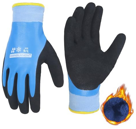 HANDLANDY Waterproof Work Gloves for Cold Weather, Insulated Winter Work Gloves with Grip for Men Women, Freezer Gloves for Work Below Zero, L