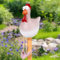 Senbaler Harz Huhn Deko Garten Gartenfigur Gartendekoration,Statue Bauernhof Balkon Wohnzimmer Deko,Dekorative Henne fur Outdoor (Weiß)