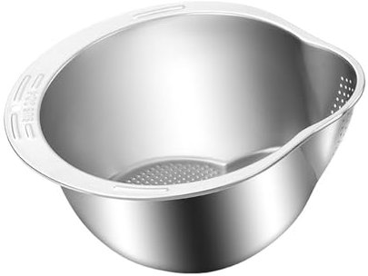 Cuenco de acero inoxidable, cuenco de arroz para drenaje de alimentos, colador de arroz, cuencos de lavado de alimentos, herramienta de lavado de arroz, accesorio perfecto y adecuado para la cocina