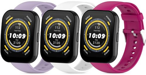 RenSheng 3 Pezzi Cinturini in Silicone Compatibile con Amazfit Bip 5 / Bip 6 Cinturino, 22MM Braccialetto di Ricambio Impermeabile Traspirante Braccialetto per Amazfit Bip 6 Cinturino