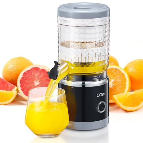 QCen Citrus Juicer Machine, Automatic Orange Juicer, High Juice Yield, Easy To Use And Clean, Electric Fruit Juicer With Cleaning Brush For Orange, Li
