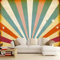 Papier Peint Panoramique 400 x 280 cm, Murale Rayures Rétro thème Photo, Orange Clair Papier Peint Pour Salon Chambre Intérieur De La Maison Décoratif