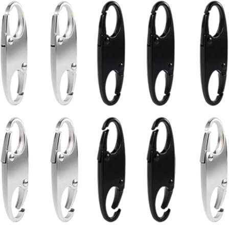 10 Pezzi Clip per Cerniera Antifurto, Cursore Cerniera Ricambio Doppia Apertura Moschettoni, Chiusure Lampo da Viaggio Ganci a Scatto, Clip Chiusura Lampo di Sicurezza per Bagagli e Zaino