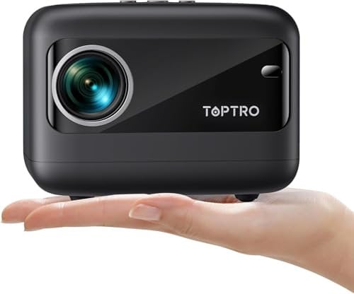 Mini proiettore 【Messa a fuoco elettrica】 Proiettore WiFi Bluetooth Full HD 1080P supportato, 15000 lumen portatile piccolo proiettore TOPTRO con correzione verticale di ± 40°, zoom per TV Stick/Phone