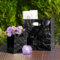 Knitterbox schwarz maxi - edle Box mit Knitteroptik, Blumenvase, Aufbewahrungsbox, Geschenktüte aus Kunststoff (31.2 x 16.1 x 32.4 cm)
