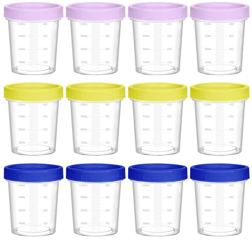YHTCC Small Food Containers with Lids12PCS 4OZ 120ML Plastic Containers with Lids, Stackable Reusable Essential Kitchen Snacks for Dressing Sauce, Snacks, Yogurt, Microwave and Refrigerator