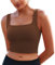 PINSPARK Sport BH Damen Push Up Sports Bra Herbst Joggen Yoga Tops Große Größen Bequem Bustier Stretch Crop Top Lauf Reiten Fitness Braun m