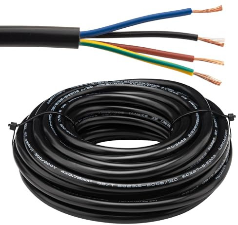 Urcianow Cable de 4 Hilos 4x0,75mm² RVV Cable 18AWG 10 Metros Flexible RVV Para Electrodomésticos, Cables de Extensión y Distribución de Baja Tensión