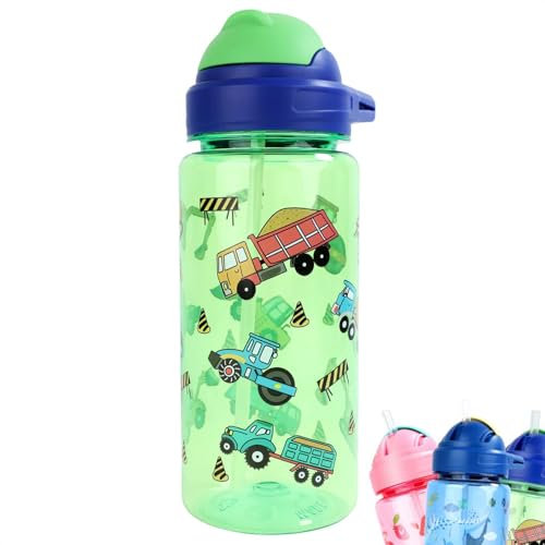 MHwan Botella Agua Niños, 600ml Robusta e Irrompible, Botella con Pajita Niños, Hermosa Cantimplora Infantil Adecuada para Viajes Escolares, Portátil Botellas de Agua para Niños, Sin BPA