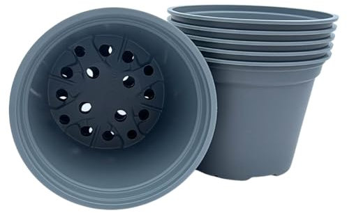 Bramley & Sage 17cm 2 Litre Grey Plastic Plant Pot (Various Quantities) (10)