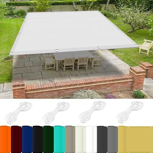 Auvent de pergola imperméable de rechange 5 x 9 m pour terrasse, corde gratuite, jardin, cour, blanc