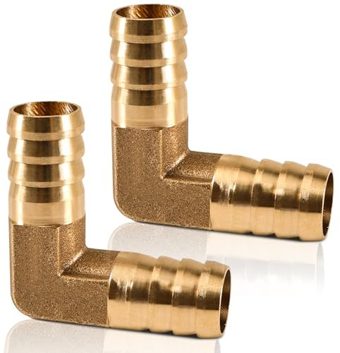 2 Stück 19mm Widerhaken für Winkelrohrverbinder, Messing L Stück Widerhaken, Messing 90° Winkelrohrverbinder, 2 Wege L förmiger Winkel Schlauchanschluss, für Wasser, Öl, Luft, Kraftstoff