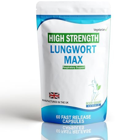 Lungwort Max 60 Fast Release Capsules Vegetarian Respiratory Health Detox and Cleansing Support Supplement
