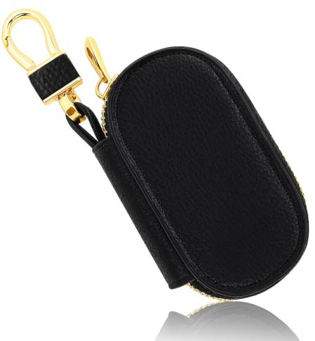 Estuches de llave, Llavero coche, Portallaves de Cuero Compacto para Hombre, Funda Mando Garaje, Llavero Organizador con Cremallera, Estuche de Llaves Seguro y Elegante(9 x 4,5 x 2,5 cm)