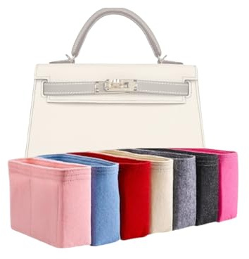 Xoppia Taschen-Organizer, kompatibel mit Hermes Kelly 32 Handtasche; Filzeinsatz für Damenhandtasche; (Schwarz, Stil B: seitlicher Reißverschluss)