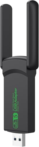 USB WLAN Stick Adapter für PC, Internet Stick 1300Mbps USB 3.0 Dual Band 2.4GHz/5GHz, WLAN Adapter PC mit 2 Antenna für Laptop/Desktop, Unterstützt Windows 11/10/8.1/8/7/Vista/XP