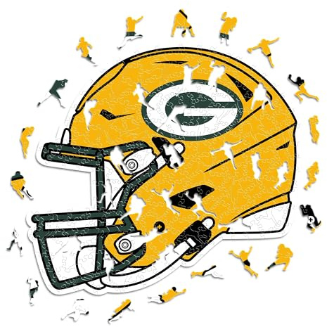 Iconic Puzzles – Helm Green Bay Packers, offiziell Lizenziertes NFL-Holzpuzzle, 100% nachhaltig, Geschenk für Erwachsene und Kinder, Größe M, 270 Teile