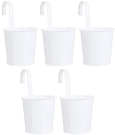 Veemoon 5 pièces Lot de Pots Suspendus Métal sans Drainage pour Balcon Petits Seaux à Fleurs avec Crochet Amovible Jardinières pour Succulentes et Optimisation Espace