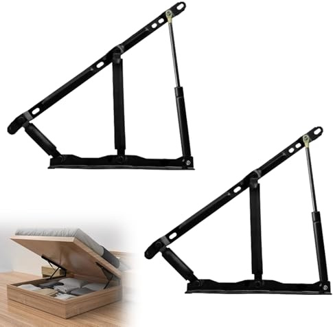 2 Stk. Gasdruckfeder, Gasdruckdämpfer 900N/PC Pneumatische Bett Hebemechanismus, Hebescharniere 92KG Gasdruckfeder Gasfederschrank Scharniere für schwere Bettkästen