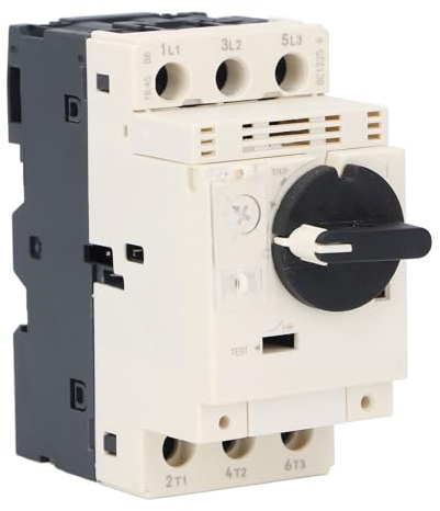 Disjoncteur de protection moteur 4 6,3 A, interrupteur thermomagnétique de type bouton, montage sur rail de 35 mm AC690 V, coque PC ignifuge durable avec contacts en alliage