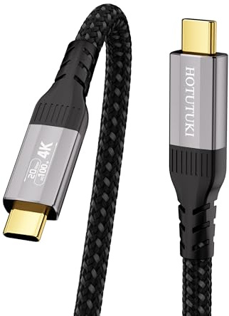 HOTUTUKI Cavo USB Type-C 1m Ricarica Rapida, USB 3.2 Gen2 20Gbps Cavo Compatibile con Thunderbolt 4/3, 100W 20V/5A, Trasmissione Video USB C 4K for Telefoni, Tablet, Hub, SSD, Monitor