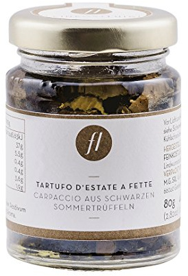 Feinkost Luigi - Trüffel Carpaccio, echte schwarze Trüffelscheiben eingelegt in hochwertigem nativen Olivenöl (80g)