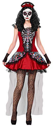 W WIDMANN MILANO Party Fashion - Kostüm Dia de los Muertos, Kleid, Tag der Toten, Halloween