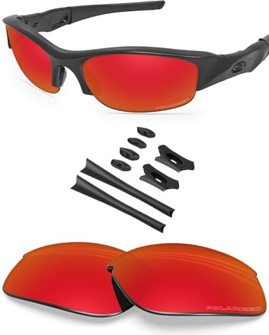 BlazerBuck Anti-salt Polarized Replacement Lenses & Sock Kit for Oakley Flak Jacket - Fire Red