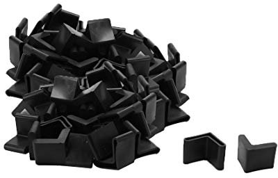sourcingmap Furniture Angle Iron Foot Pads L Shaped Rubber Leg End Covers Protectors 30 x 30mm Black for Home Office 50pcs