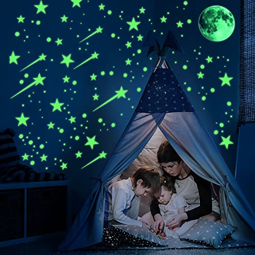 Ezigoo Glow in The Dark Wall Sticker, 482 Pcs Glow in The Dark Stars Ceiling Adhesive Luminous Decals, Diy Wall Stickers for Baby Toddler Children Grils Kids Bedroom Nursery Room Playroom 482pcs