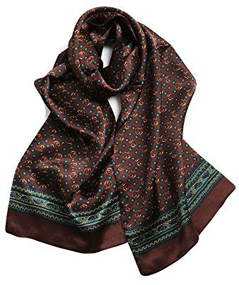 UK_Stone Klassisch Seidenschal Steigbügel Braun Halstuch Herren Schal Paisley Block Diamant