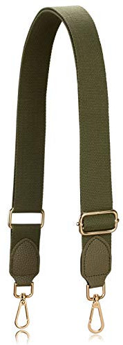 A ALLZEDREAM Purse Straps Replacement Crossbody Bags Handbag Wide Canvas Leather Adjustable (Olive Green)