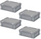 4x Euroboxen mit Scharnierdeckel und Schiebeverschlüssen, LxBxH 400x300x130 mm, grau