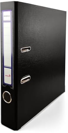 Netuno 1x Ordner A4 schmal Schwarz 5cm Kunststoff 2-Ring-Mechanik | Aktenordner Ringordner für A4-Dokumente Büro Studium Homeoffice Ordnungssystem Aktenaufbewahrung Dokumentenablage Registratur