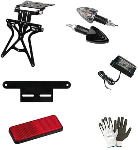 Kompatibel mit Yamaha YZF R125, Nummernschild-Set für Motorräder, Leuchtmittel mit 2 Pfeilen, Licht Lizenz + Katarif + SUPP Katarif