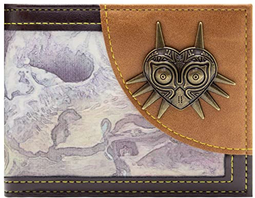 Majora's Mask Zelda Metal Emblem Ancient Map Wallet Bi-fold Card Holder, Brown