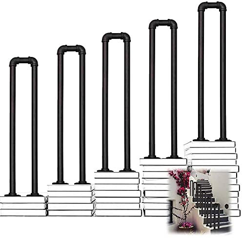 LYP Kit Completo de barandilla Negra en Forma de U, barandilla de Soporte Antideslizante para Pasillo de Loft Interior y Exterior, fácil de Instalar, 1 Paquete (tamaño: 35 cm)
