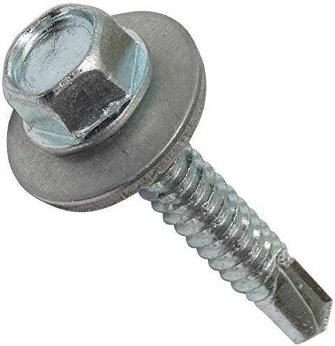 AERZETIX - C44547 - Juego de 100 - Tornillo autoperforante M6.3x38mm + arandela de estanqueidad - con huella hexagonal 10mm - en acero galvanizado - DIN7504K - chapa metal canalones paneles sándwich