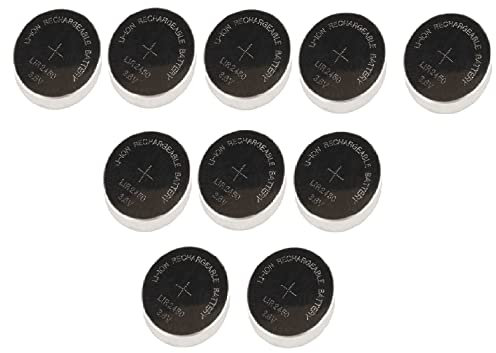 LIR2450 Lot de 10 piles bouton Li-ion rechargeables 3,6 V CR2450