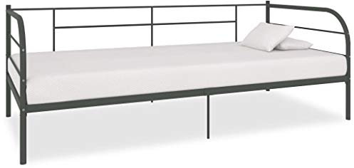 ZEYUAN Tagesbett USB, Schlafsofa, Schlafcouch, Bettsofa, Sofabett, Daybed, Betten, Bettcouch, Polsterliege, Bett Sofa, Dunkelgrau Stoff 90x200 cm