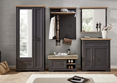 moebel-dich-auf Flur Garderoben-Set Garderobe Florenz Set 2 in 2 Farben erhältlich 308 x 204 x 41 cm (Graphit MDF Absetzung Artisan Eiche Nb.)